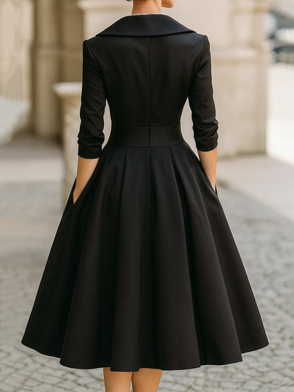 Klassisches Damen Wickelkleid Midilänge