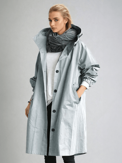 Damen Trenchcoat Knopfleiste Stehkragen