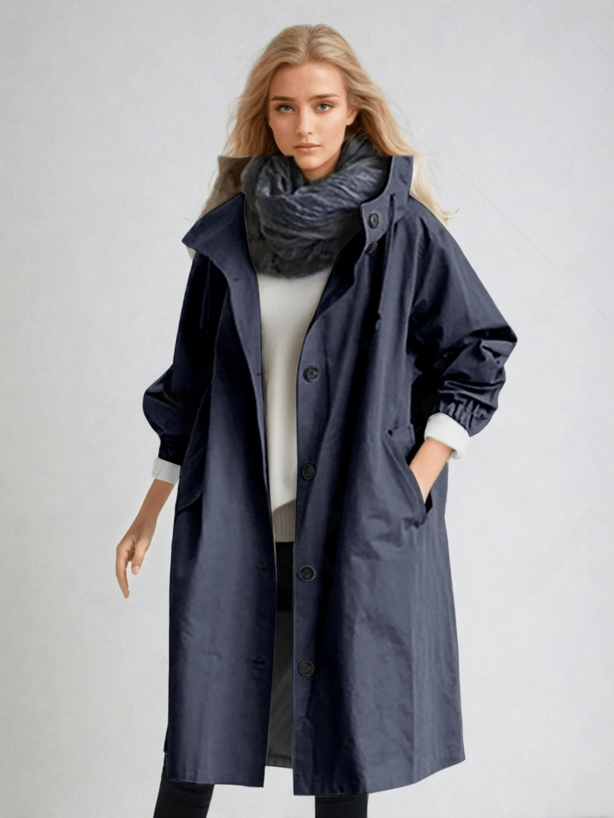 Damen Trenchcoat Knopfleiste Stehkragen