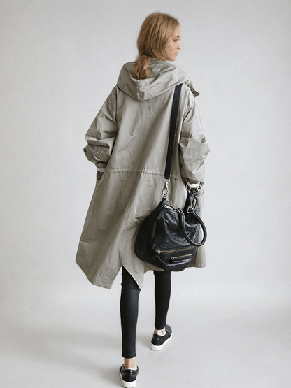 Damen Trenchcoat Knopfleiste Hocher Kragen