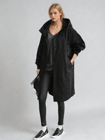 Damen Trenchcoat Knopfleiste Stehkragen