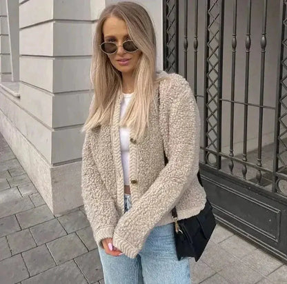 Luna Damen Teddyjacke Weich Beige - Norvielle