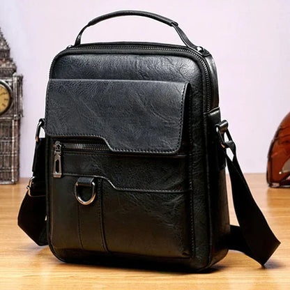 Damen Leder Schultertasche Reißverschluss Verstellbar