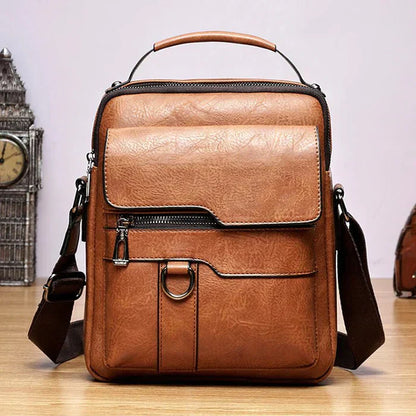Damen Leder Schultertasche Reißverschluss Verstellbar