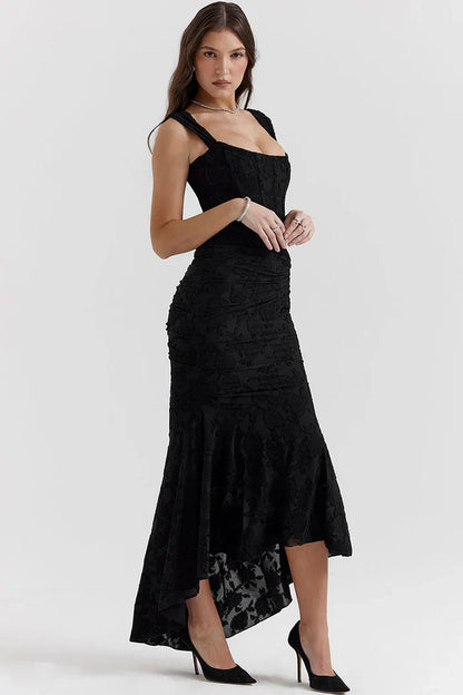 Spitzen-Abendkleid Schulterfrei Figurbetonter Schnitt