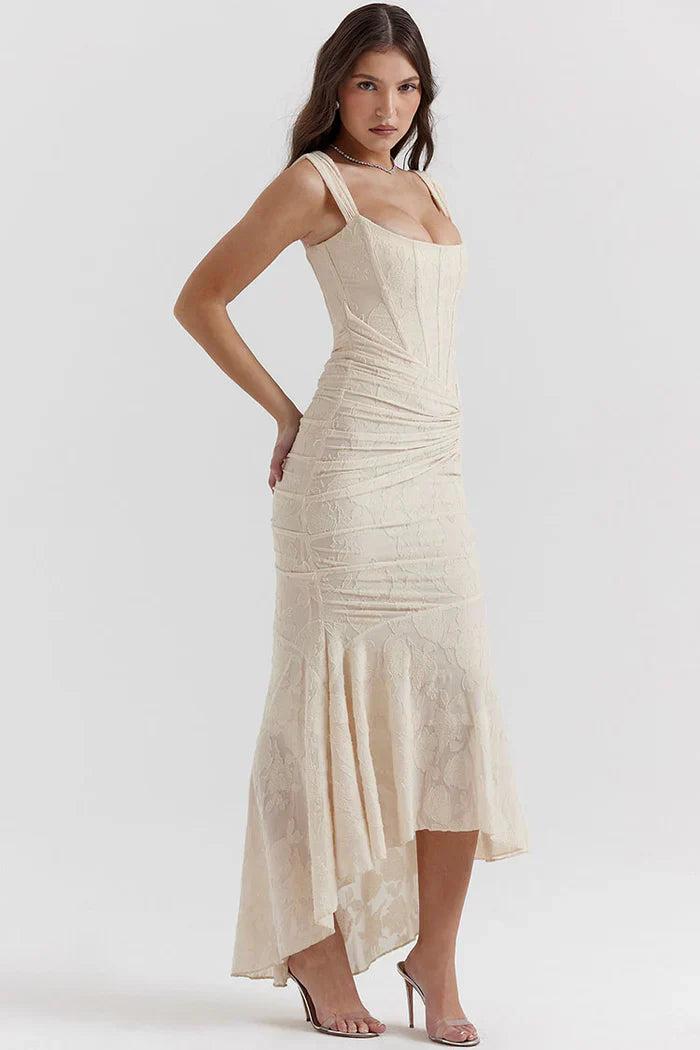 Spitzen-Abendkleid Schulterfrei Figurbetonter Schnitt