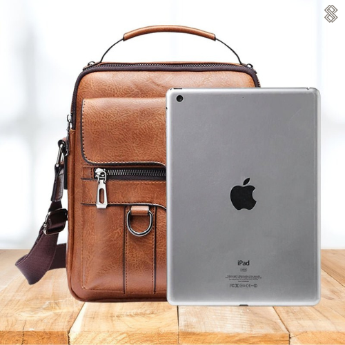 Damen Leder Schultertasche Reißverschluss Verstellbar
