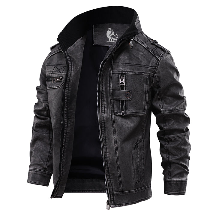Lederjacke Herren Bonanza Ledermantel Schwarz - Norvielle