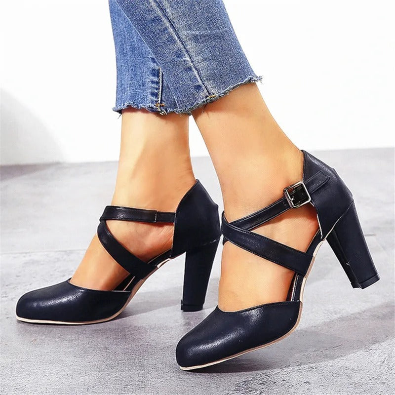 Norvielle Damen High Heels Elegantes Design Schwarz - Norvielle