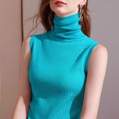 Norvielle Damen Ärmelloser Hochgeschlossener Pullover