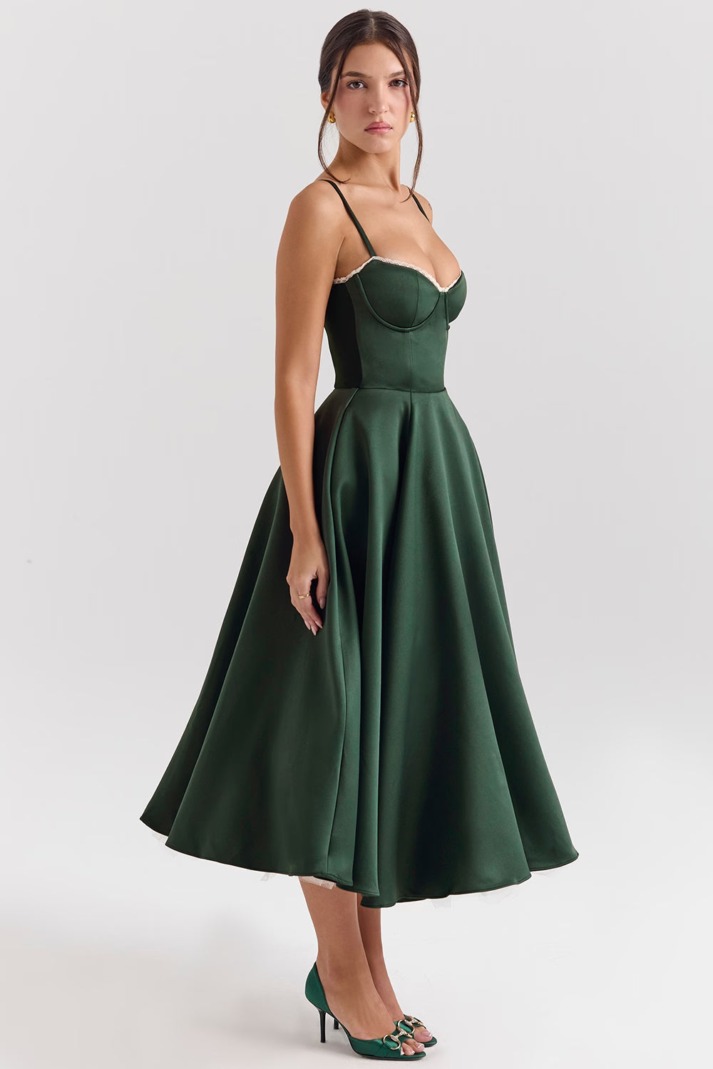 Damen Abendkleid Midi Herzförmiger Ausschnitt - Eveloria