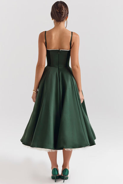 Damen Abendkleid Midi Herzförmiger Ausschnitt