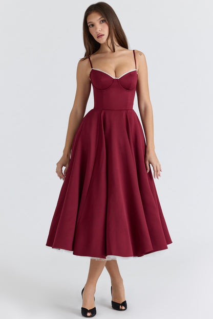Damen Abendkleid Midi Herzförmiger Ausschnitt