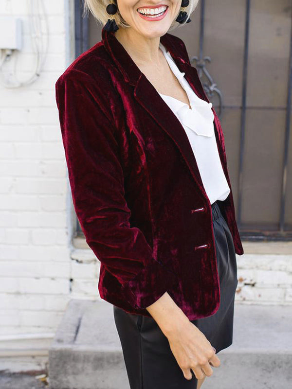 Damen Blazer Samt Oberfläche Strukturiert