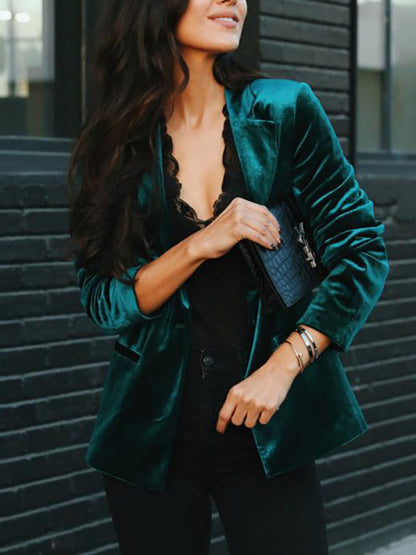 Damen Blazer Samt Oberfläche Strukturiert
