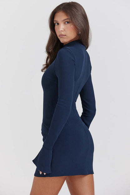 Damen Minikleid Glockenärmel Stilvoll Schwarz - Norvielle