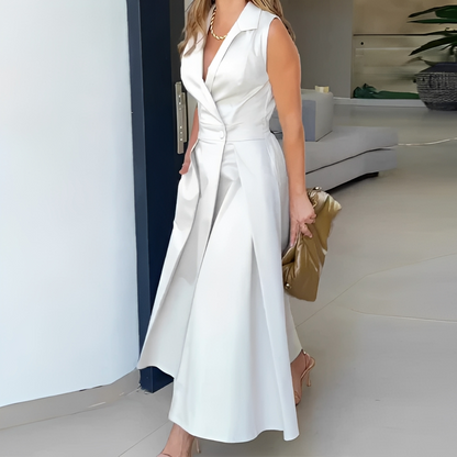 Diola Damenkleid V-Ausschnitt Stoff