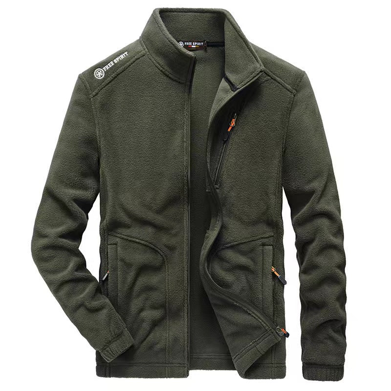 Herren Jacke Stehkragen Reißverschlusstaschen