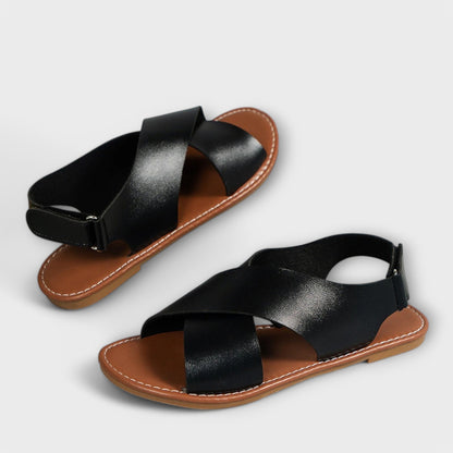 Damen Sandalen Schnalle Leder
