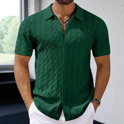 Reinhard Herren Polo-Shirt Strukturiert Knopfverschluss Weiß