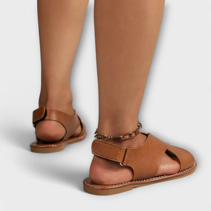 Damen Sandalen Schnalle Leder