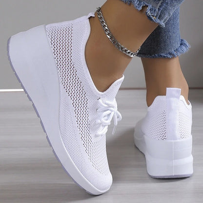Damen Sneaker Atmungsaktives Mesh Plateau Bequem