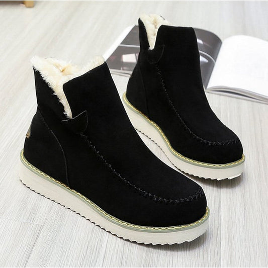 Damen Stiefeletten Warm Gefüttert Schwarz - Norvielle
