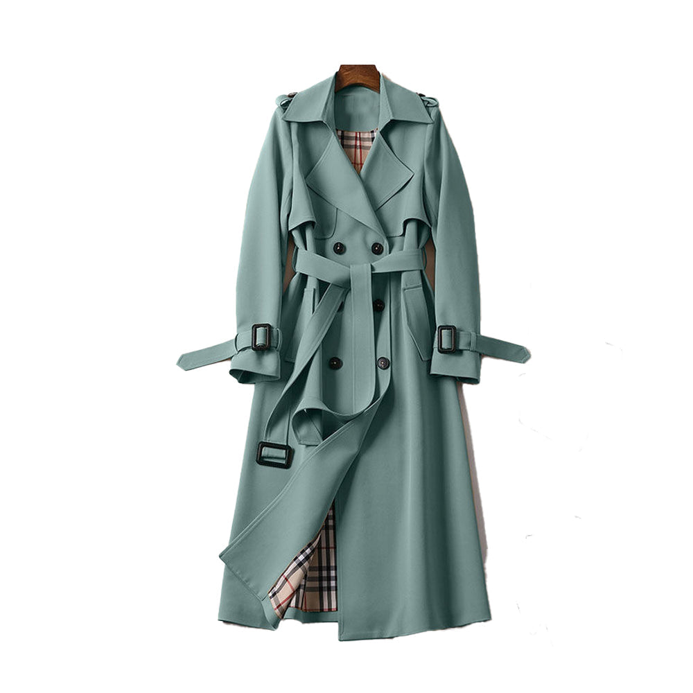 Damen Trenchcoat Baumwollmischung Strukturiert Doppelt geknöpft Mit