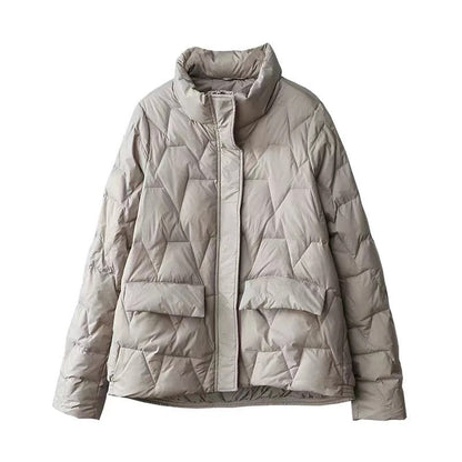 Damen Ultraleichte Wattierte Daunenjacke Stehkragen