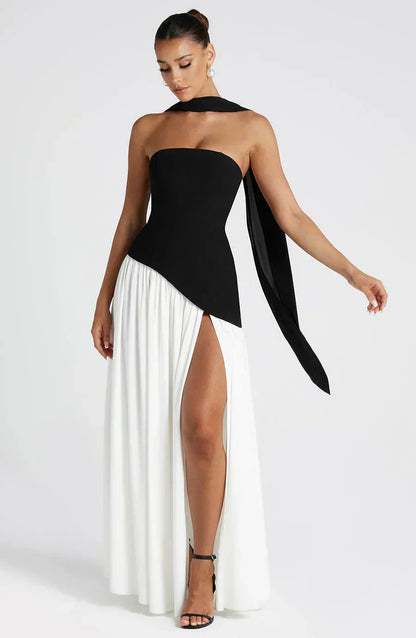 Damen Asymmetrisches Maxi-Kleid Hochzeitsgast