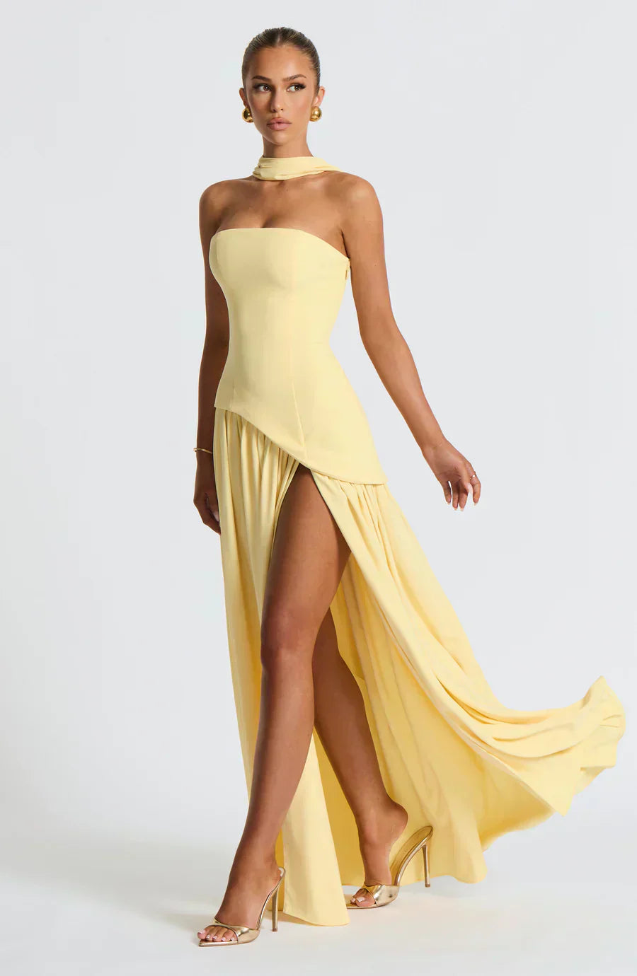 Damen Asymmetrisches Maxi-Kleid Hochzeitsgast Schwarz - Norvielle
