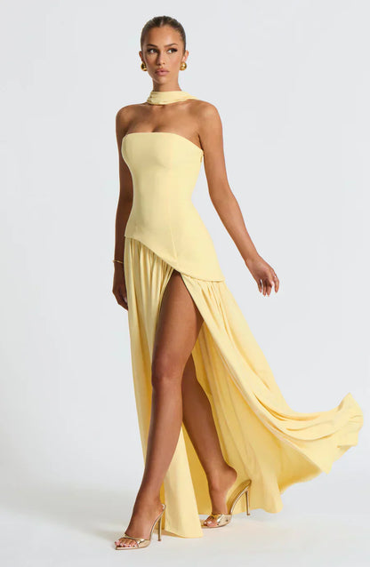 Damen Asymmetrisches Maxi-Kleid Hochzeitsgast Schwarz - Norvielle