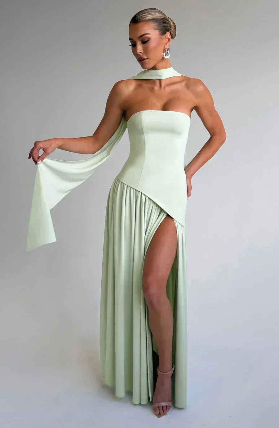Damen Asymmetrisches Maxi-Kleid Hochzeitsgast