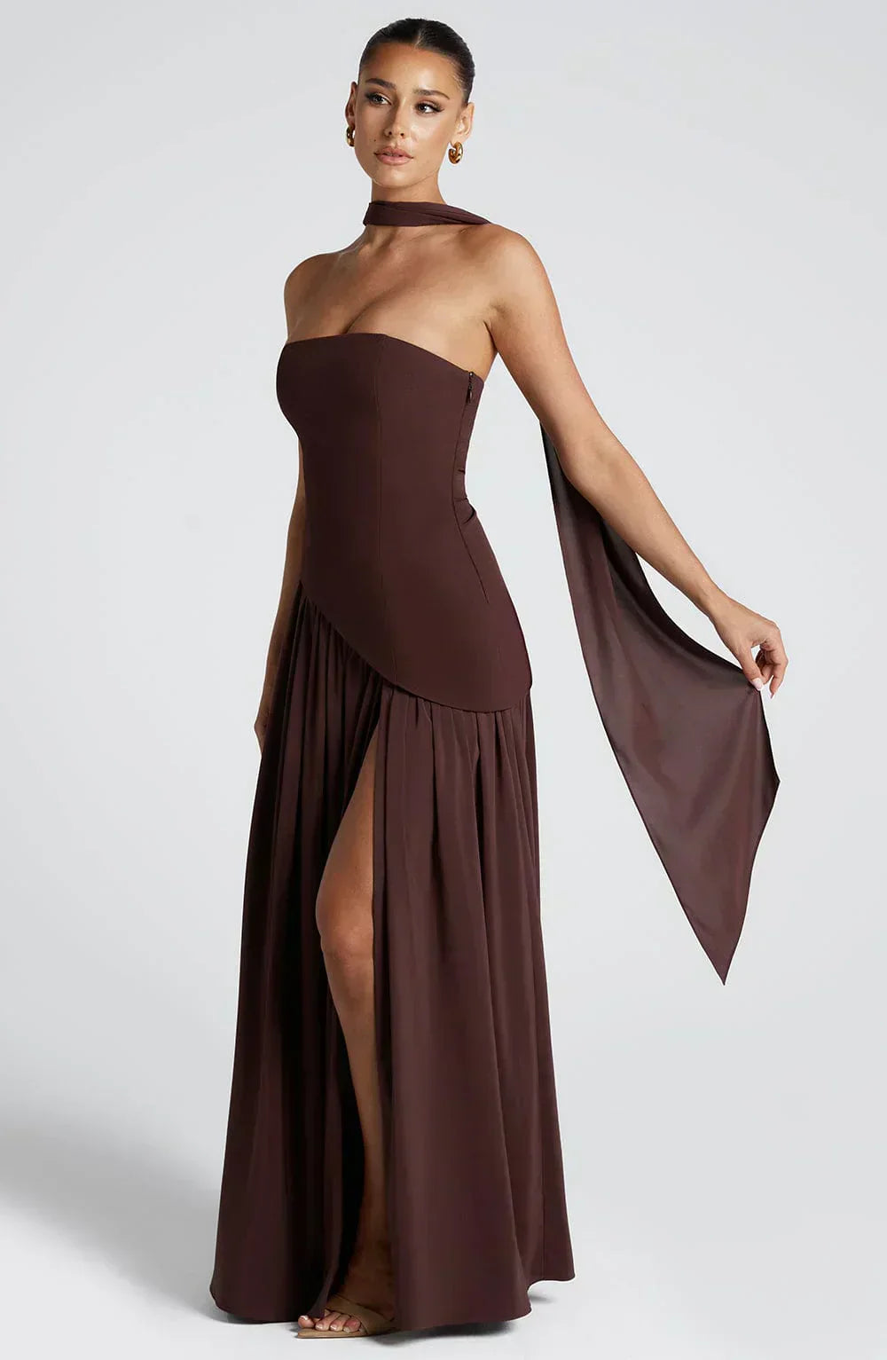 Damen Asymmetrisches Maxi-Kleid Hochzeitsgast
