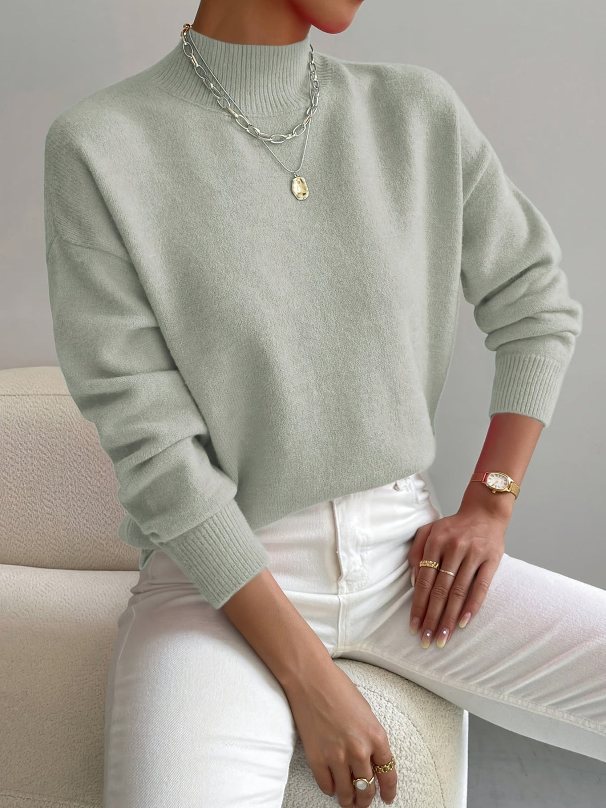 Damen Klassischer Winterpullover Hochkragen - Norvielle