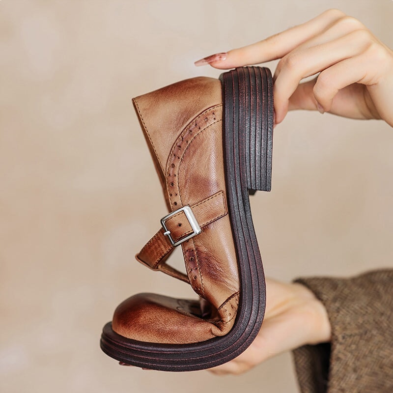 Damen Loafer Flach mit Riemen Leder