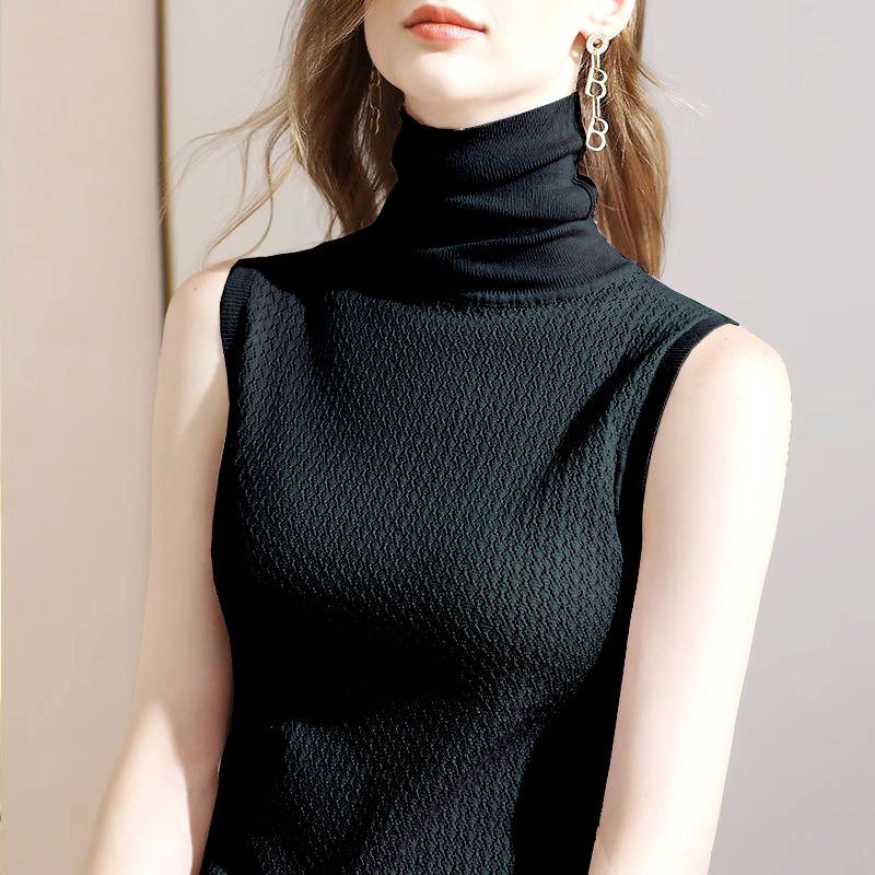 Norvielle Damen Ärmelloser Hochgeschlossener Pullover