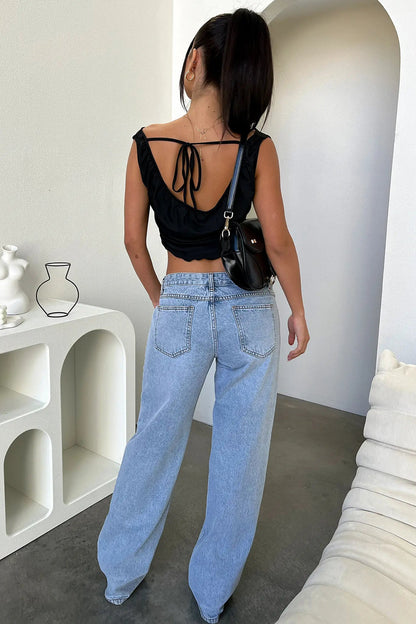 Damen Frühlingsjeans Entspannte Passform Gerades Bein