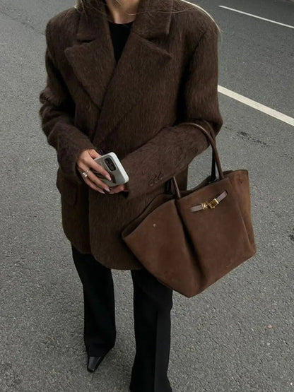 Damen Tote Bag Wildleder Goldfarben
