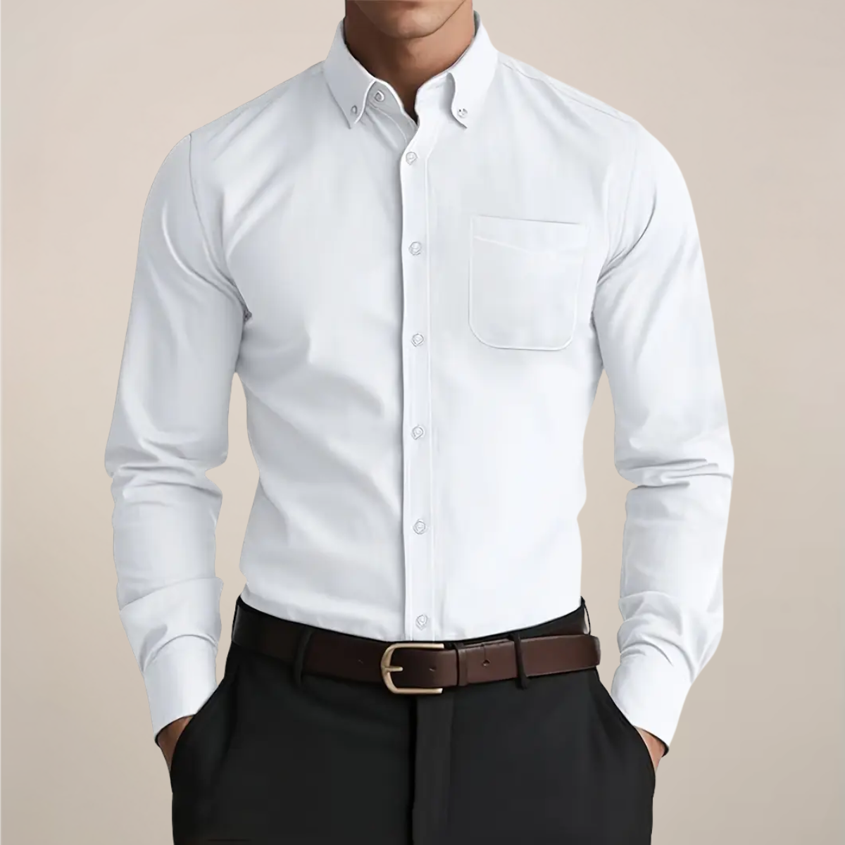 Herren Klassisches Langarm Hemd Button-Down Blau - Norvielle