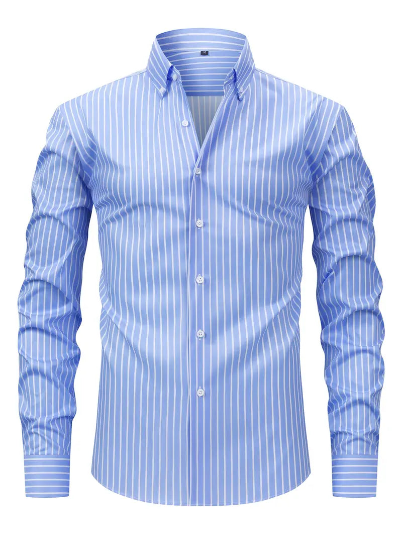 Herren Slim Fit Streifen Knopfhemd - Norvielle