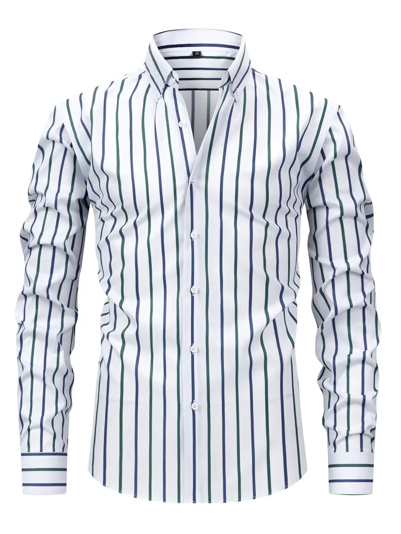 Herren Slim Fit Streifen Knopfhemd