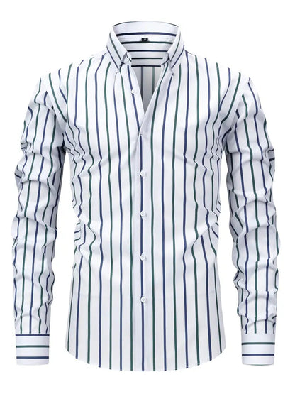 Herren Slim Fit Streifen Knopfhemd