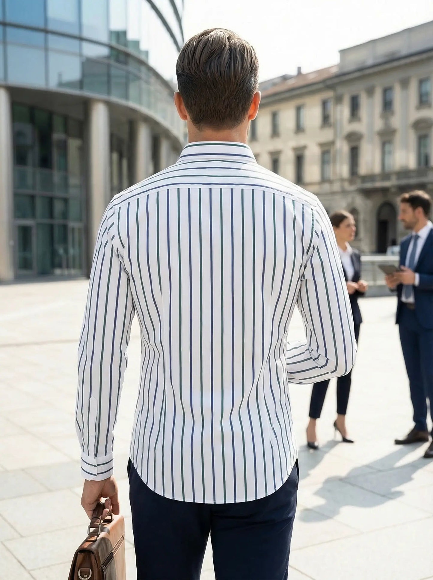 Herren Slim Fit Streifen Knopfhemd