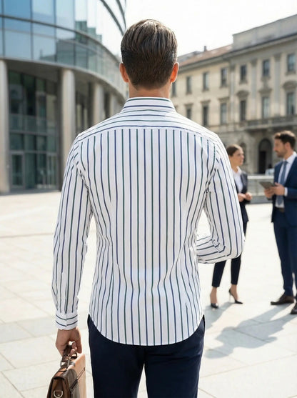 Herren Slim Fit Streifen Knopfhemd