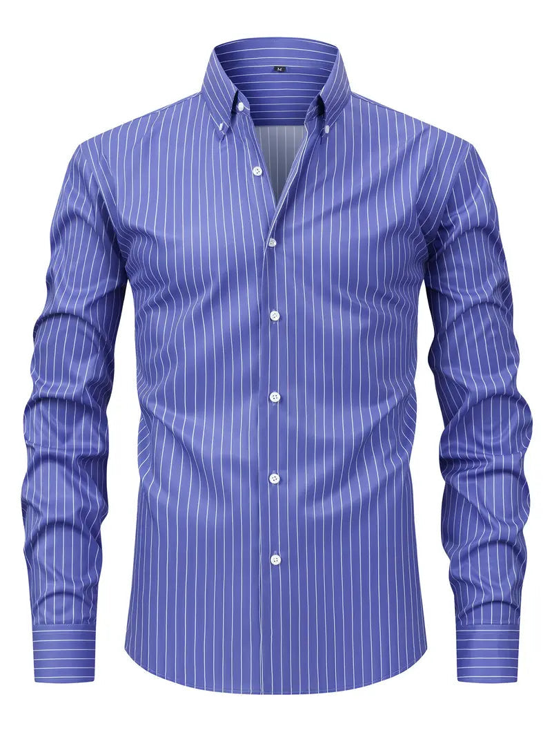 Herren Slim Fit Streifen Knopfhemd