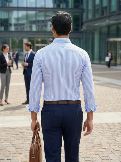 Herren Slim Fit Streifen Knopfhemd