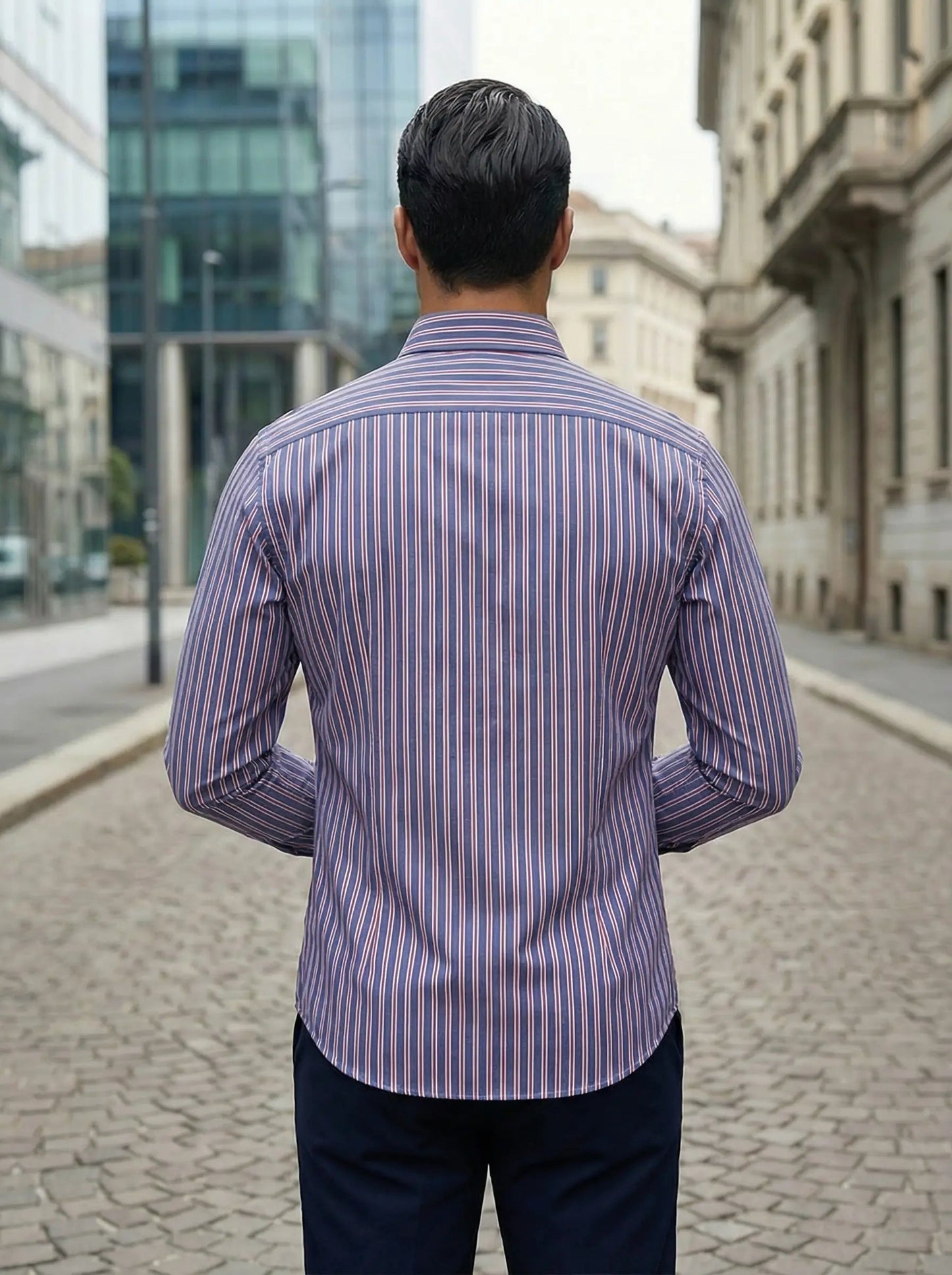 Herren Slim Fit Streifen Knopfhemd