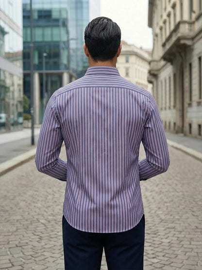 Herren Slim Fit Streifen Knopfhemd