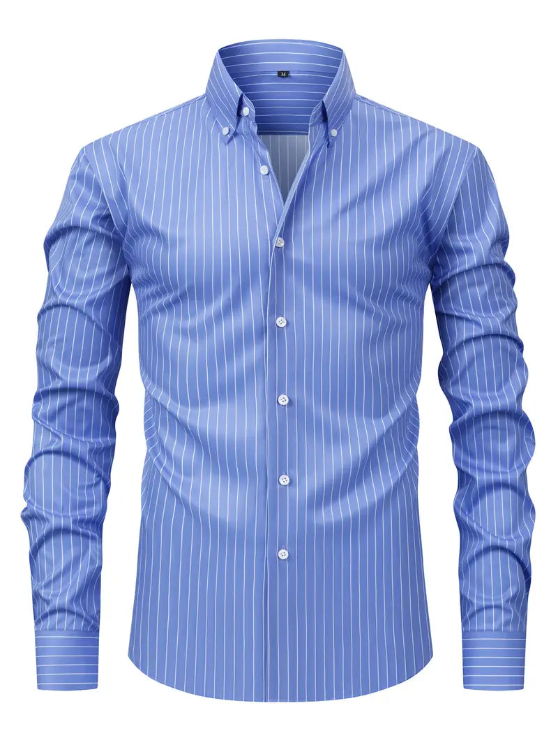 Herren Slim Fit Streifen Knopfhemd